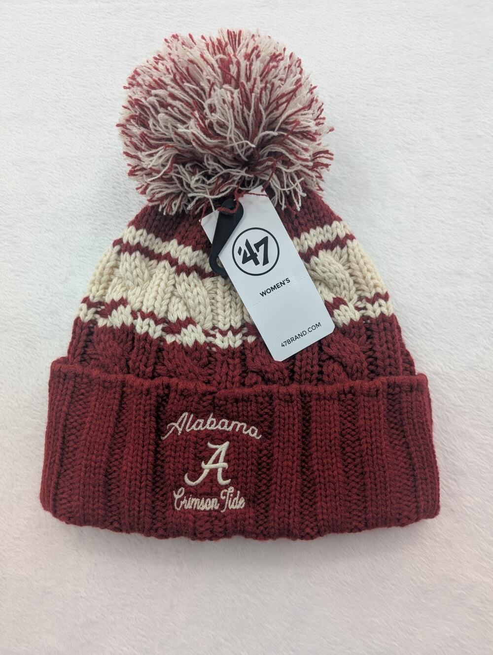 '47 Brand Women's NCAA Alabama Crimson Tide Emma Pom Cuff Knit Hat Beanie NWT